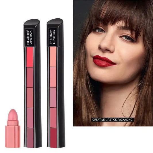 Buy 1 Get 1 Free "5 in 1 Matte Lipstick Moisturizing Waterproof Lipstick Set".